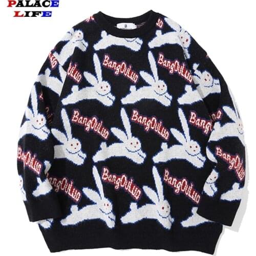 2021 Winter Knitted Sweater Men Women Japanese Anime Girl Streetwear Pullover Unisex Harajuku Hip Hop Loose Sweater Cotton Tops