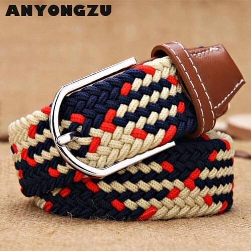 2020 Men Belt Elastic Metal Pin Buckle Replacement Neutral Women Mixed color Canvas Woven Hand New Design Cheap Knitting 105CM