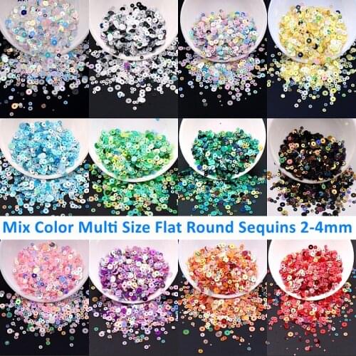 2500Pcs Mix Sizes 2-4mm Flake Confetti Flat Round Sequins Paillettes Glitters For DIY Nail Art&Wedding Craft Sewing Accessories