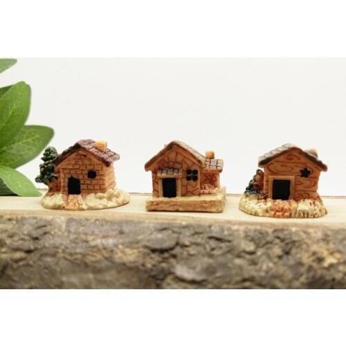 3pcs Vintage Mini House Miniature Fairy Garden Home Decoration Craft Micro Landscaping Decor DIY Accessories