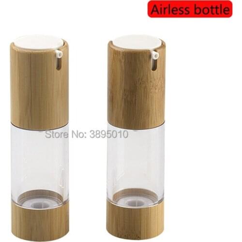 30ml airless vacuum lotion bottle with bamboo top for cosmetic package bottle F243