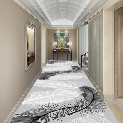 3D Feather Nordic Stair Carpet European Hallway Carpets Hotel Long Runners Rug Home Entrance Corridor Aisle Party Floor Rugs