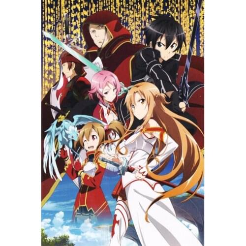 Full Drill Diamond Painting Anime Sword Art Online Poster Diamond Embroidery Cross Stitch Kit Diamond Art Rhinestones Home Decor