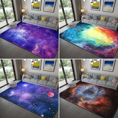 3D Printed Large Carpets Galaxy Space Mat Soft Flannel Area Rugs Anti-slip Rug Doormat Carpet for Living Room Home Decor