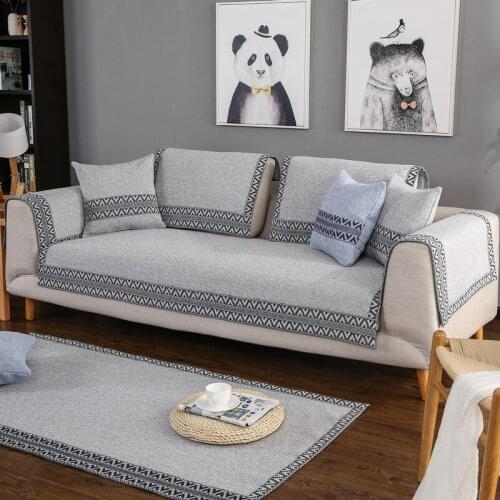 Sofa Cover Cotton Linen Sofa Cushion Solid Color Fabric Non-slip Sofa Towel Four Seasons Universal Sofa Cover
