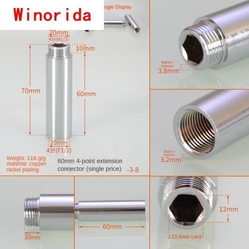 Pipe Fittings 1/2 Inch Lengthened Inner and Outer Wire Direct Copper Plating Straight Pipe Ancient Inner Hexagon Extension Pipe