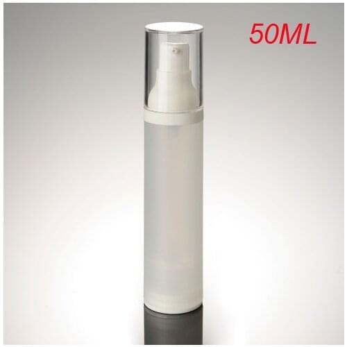 Hot 50ml airless bottle frosted body white pump transparent lid f serum lotion emulsion foundation cosmetic packing
