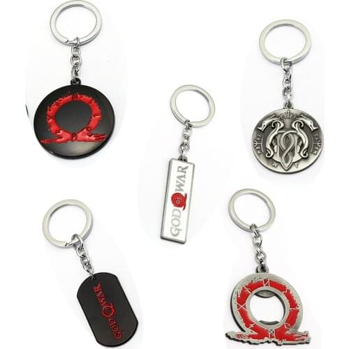 Game Accessory Key Chains Personality Design Round Geometric Kratos PS4 God of War Snake Pattern Keyring