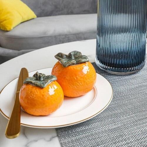 Fake Orange Decoration Artificial Fruits Nice-looking Exquisite Small Simulation Ceramic Orange Table Decoration Fruit Craft