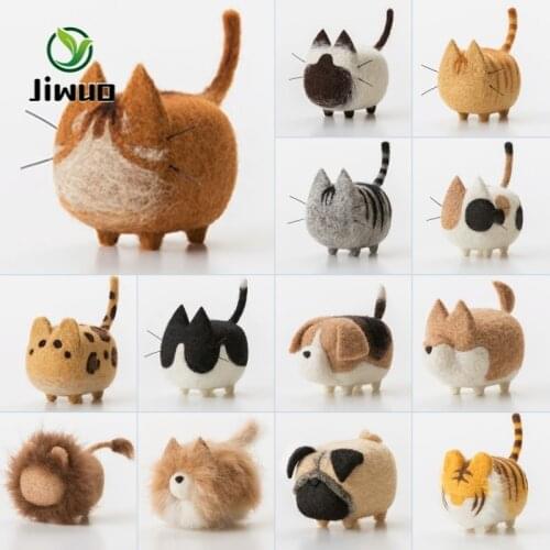 Jiwuo Non-Finished DIY No Faceless Dog Tiger Cat Wool Felt Doll Needle Felting kit Felt Poked For Kid Handmade Wool Felt Package