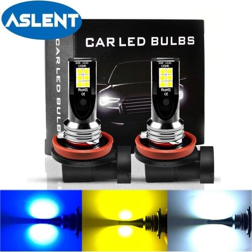 ASLENT 2Pcs H8 H11 Led HB4 9006 HB3 9005 Fog Lights Bulb 3030SMD 2400LM 3000K 6000K White Car Driving Running Lamp Auto 12V 24V