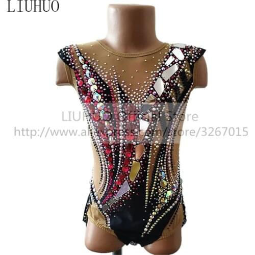 LIUHUO Womens Girls' Adult Performance Rhythmic Gymnastics Competition Leotard Ice Figure Skating Dress Dance Sleeveless Kids