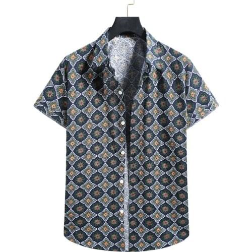 Mens Floral Print Beach Shirts Hawaiian Aloha Shirt Men Hipster Summer Slim Fit Short Sleeve Shirt Male Camisa Hawaiana Hombre