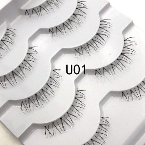 Mikiwi 5pairs U01 under lashes super soft clear band bottom false eyelash transparent stalk faux mink mellow lower lashes