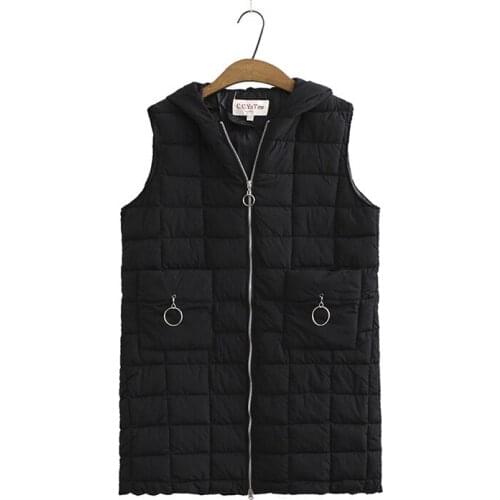 Autumn Winter Vest Women Waistcoat 2020 Fashion Ladies Sleeveless Pocket Parka Vest Jacket Hooded Warm Long Vest Coat