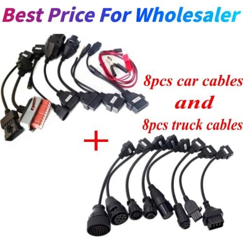 Full Set 8 pcs Car Cables 8pcs&Truck Cables for vd tcs cdp pro plus MVD Auto Cables for delphis vd ds150e cdp