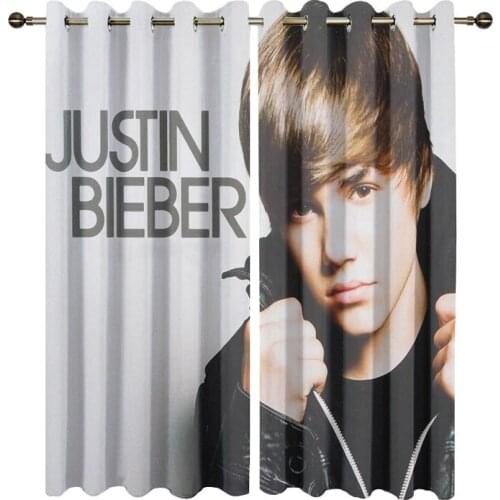 Custom Windows Curtains with Anti-rust Metal Grommets for Living Room Justin Bieber Printed Drapes for Bedroom Home Decor