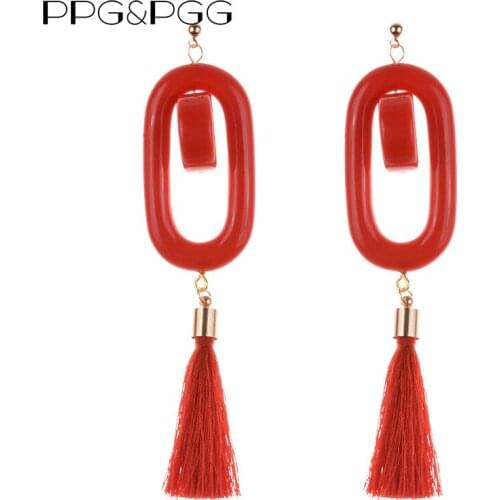 PPG&PGG Bohemia Resin Pendant Statement Earrings For Women Big Drop Tassel Earrings Fashion Dangle Bijoux Charm Party Jewelry