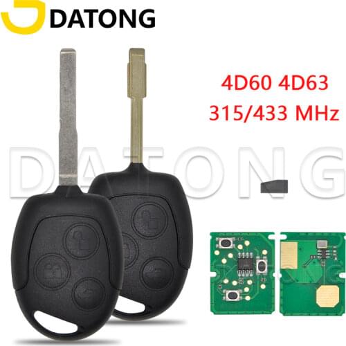 Datong World Car Remote Key For Ford Mondeo Focus Fusion Fiesta Galaxy Transit 315/434 Mhz 4D60/4D63 Chip Smart Control Key