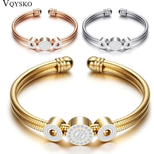 Adjustable Open Stainless Steel Bracelet Bangles 3 Color Cuff Bracelet For Women Jewelry Gift For women
