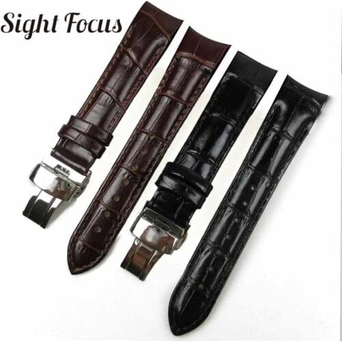 18mm Curved End Women Replacement Leather Watch Bands for Tissot_ t035 Strap CLASSIC for Tissote Couturier Brown Butterfly Clasp