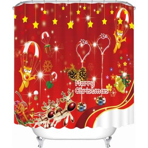 Christmas Gifts Pattern 3D Shower Curtain Polyester Fabric Waterproof Shower Curtain Eco-Friendly Bathroom Curtain Home