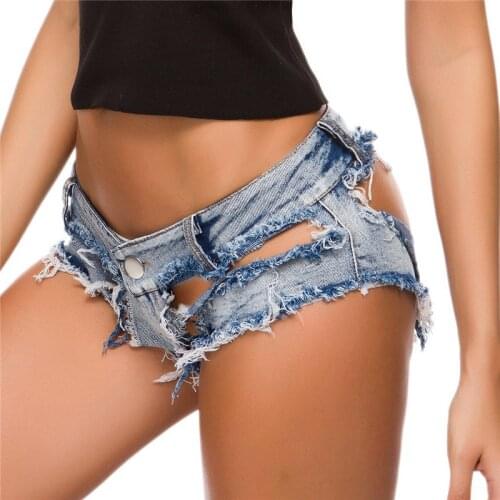 Women Sexy Jeans Shorts Summer Low-waist Denim Hollow Out Mini Short Beach Baggy Shorts Club Bikini Bottom