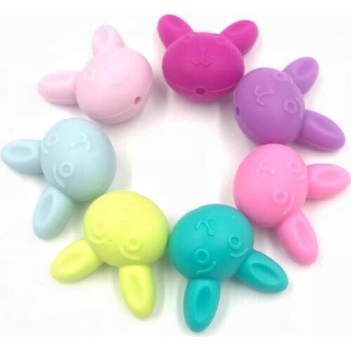 Rabbit Head Silicone Beads Baby Teething Teether 5pcs/pack BPA Free Necklace Making Making Chew Toy Baby Care Products