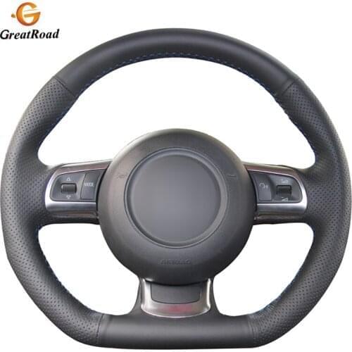 Hand-stitched Black Genuine leather Steering Wheel Cover for Audi R8 2008-2010 TT 2008-2015 TTS 2009-2015 TT RS 2012-2013