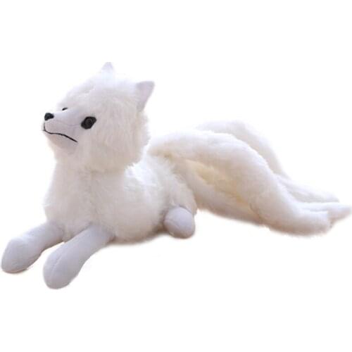 Super Cute White Nine Tails Fox Animals Nine-tailed Fox Kyuubi Kitsune Creative Girls Doll Kid Toy