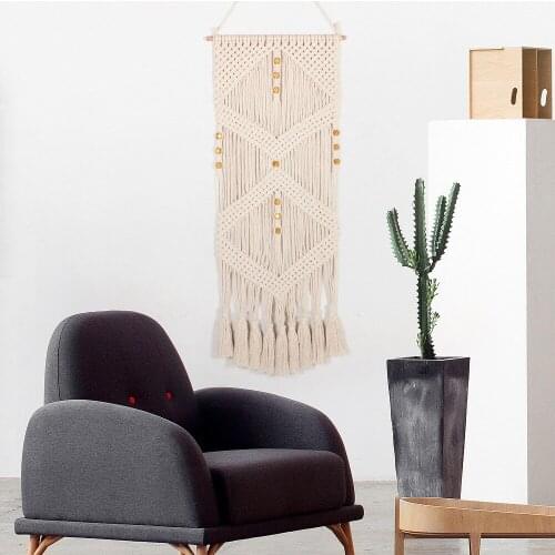 Handmade Woven Ornaments Bohemia Tapestry Home Decoration Wall Hanging Accessories with Beaded Tassels tapiz pared T25