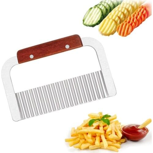 Stainless Steel Wave Potato Cutter Vegetable Slicer Fruit Crinkle Cutter French Fry Cutters Potato Chip Knife Kitchen Gadgets