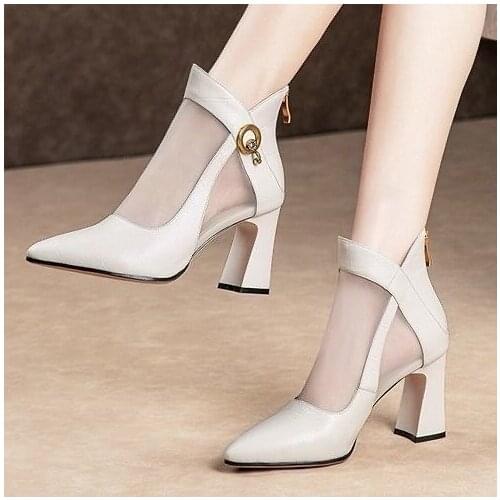 Shoes Women Crystal Lace Mesh High Heels Summer Female Classics Solid Platform Sandals Ladies Party