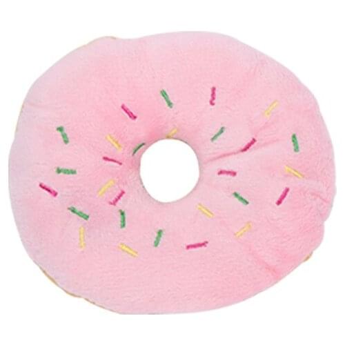 13Cm Sightly Pet Chew Cotton Donut Play Toys Lovely Pet Dog Puppy Cat Tugging Chew Squeaker Quack Sound Toy Chew Donut Play Toys
