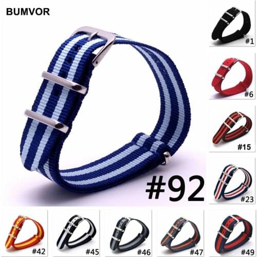 Bumvor 1Pcs Nato Strap 18mm 20mm 22mm 24mm Nylon Watch Band Waterproof Wristband for Nato Army Sport Watch Dropshipping Belt
