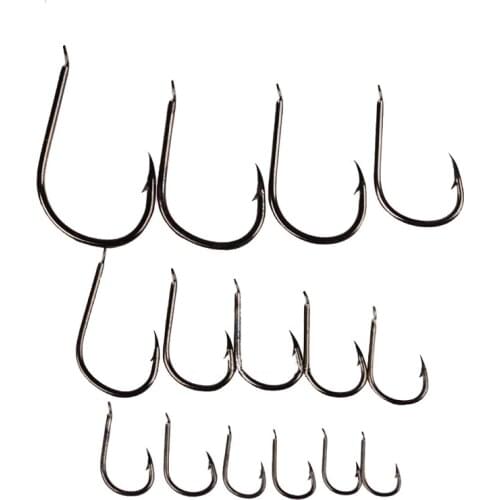 10PCS/lot Izu 1-15# High carbon steel Crooked Barbed Fishhook Black Flat pond carp fishing hooks set Accessories tool tackle