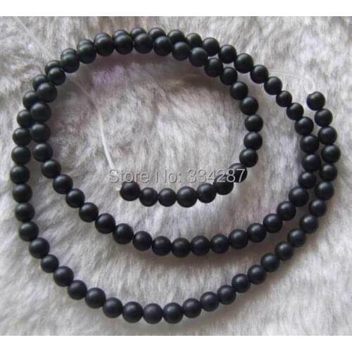15inch 6mm Matte Black Onyx Round Beads