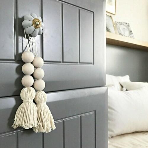 2 Pieces Handmade Hanging Tassel Beads Household Solid Color Closet Door Handle Decoration Crafts Supplies