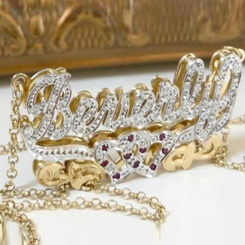 3UMeter 2020 New Double Plated Gothic Nameplate Necklace Custom Name Necklace Women Personalized Customized Necklace Gift