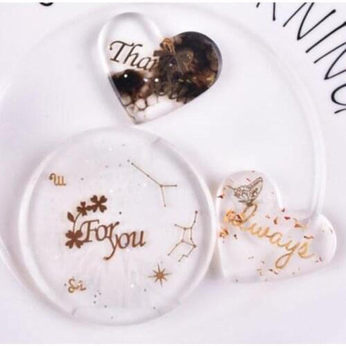 4Pcs UV Epoxy Resin Fillings Gold Letters Cat Flowers Stickers Resin Mold Decor