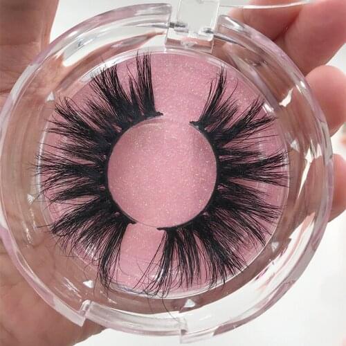 5D 25mm Mink Eyelashes Custom Transparent Circle Box