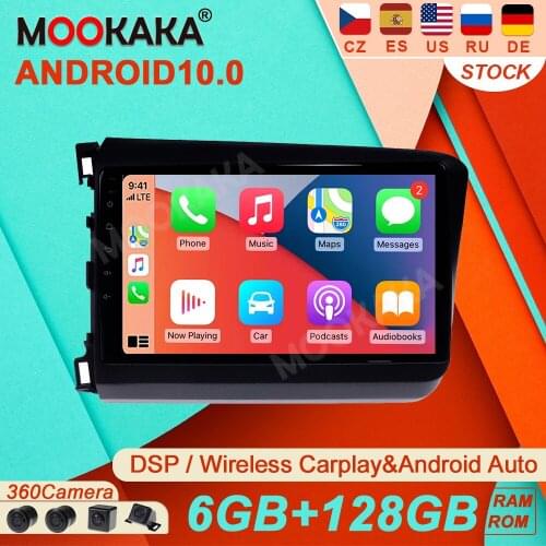 6+128GB Android10.0 DSP For Honda Civic 2011-2015Car Radio Multimedia Video Player Navigation GPS Accessories Auto 2 Din No DVD