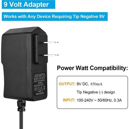 850mA Keyboard Power Supplies Guitar Pedal Adapter Power Supply 6.6ft Black