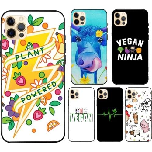 Vegan Pattern For iPhone 12 Pro Max mini Case For iPhone 11 Pro Max XS X SE 2020 7 8 Plus XR Cover