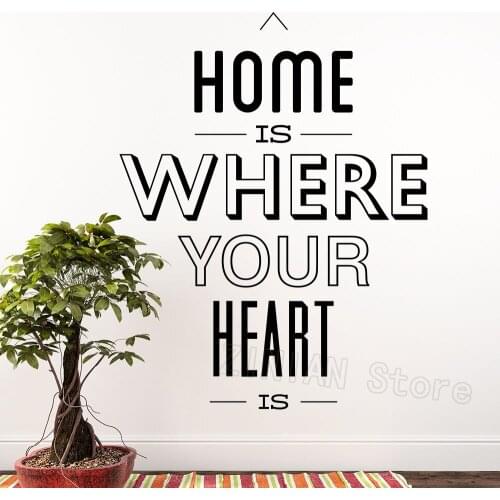 HOME English Quote Wall Stickers Home Decor Living Room Home Is Where Your Heart Is Vinyl Wall Decals Bedroom Entryway Z487