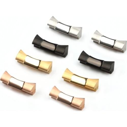 20mm Silver Black Gold Rose Solid Curved End Link Endlink fit For Rolex Daytona Rubber Leather Watch Strap