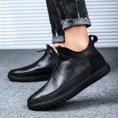 2021 Fashion Trend Genuine Leather Business Shoes Men Breathable Comfy Casual Flat Footwrar Male Lightweight Sneakers