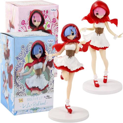 22-23cm Re:Life In a Different World From Zero Ram Rem Red Hood Beauty Girl Doll PVC Figure Model Toys