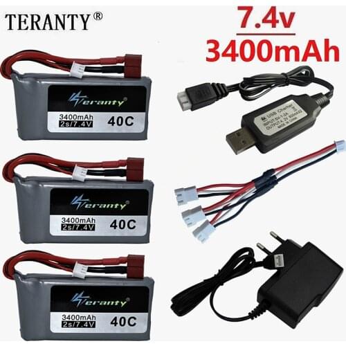 7.4v 3400mah Lipo Battery For Wltoys 12428 12423 RC Four-wheel RC Vehicle Car 1500mAH 7.4v Battery Feiyue 03 Q39 RC Part charger