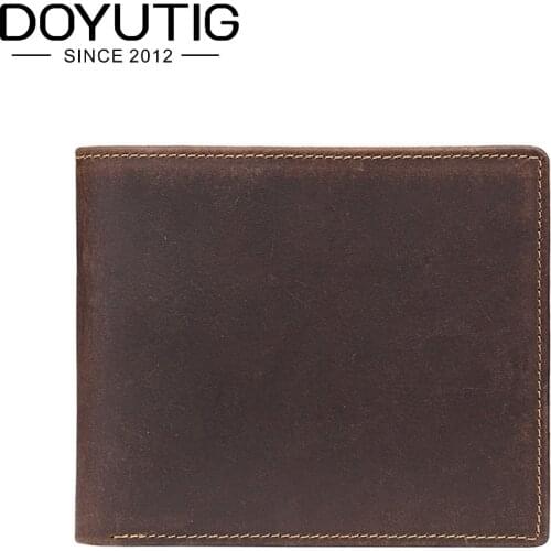 Simple Top Quality Real Cow Genuine Leather Men Wallets Fashion Crazy Horse Leather Short Shape Male Money Purse & Wallets A118